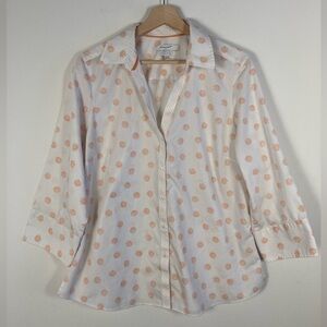 Foxcroft Heritage Non-iron Button-down Shirt 3/4 Sleeve Seashell Print 14